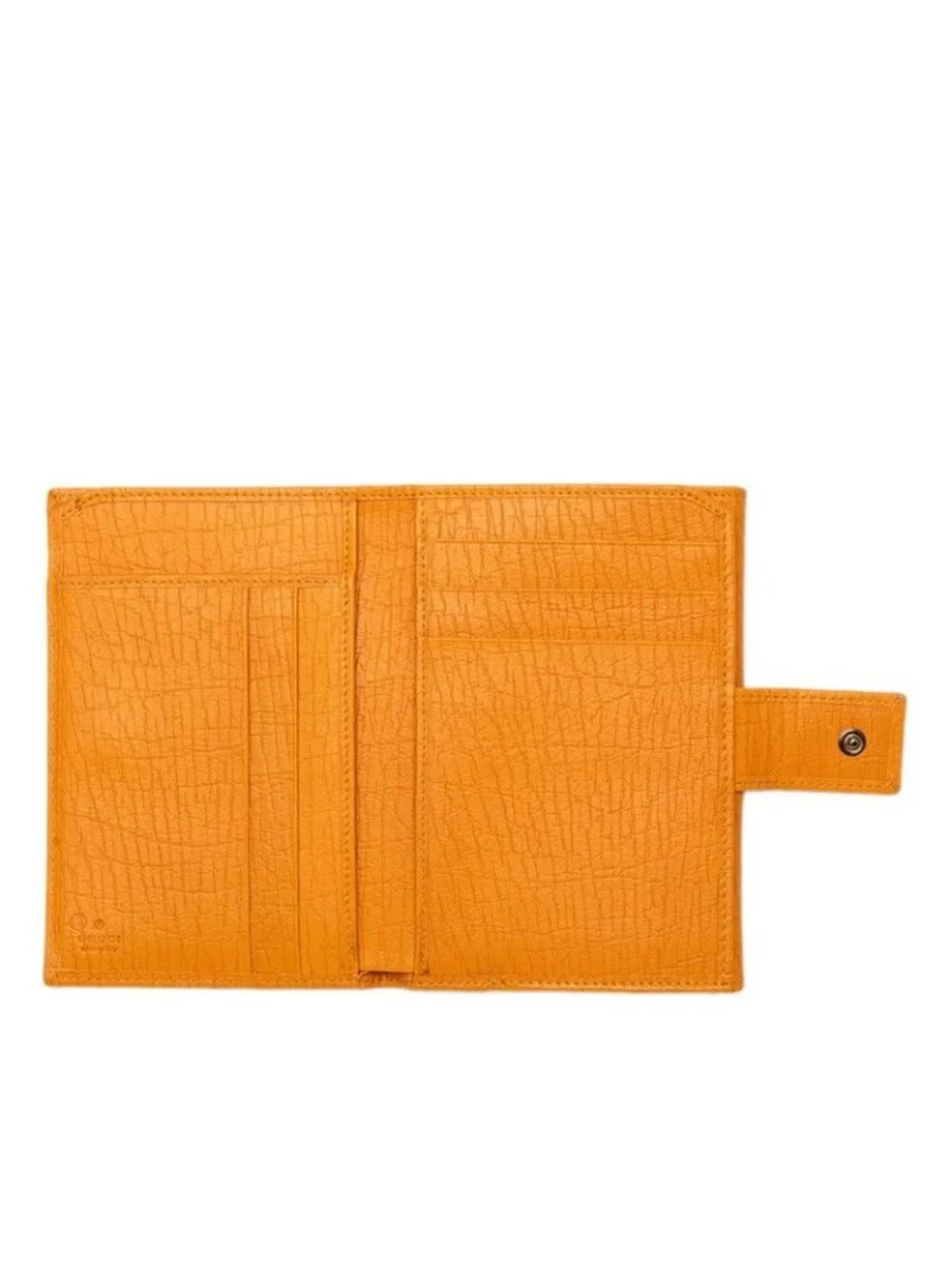 Gucci Logo Middle Wallet Bifold Orange Yellow Leather